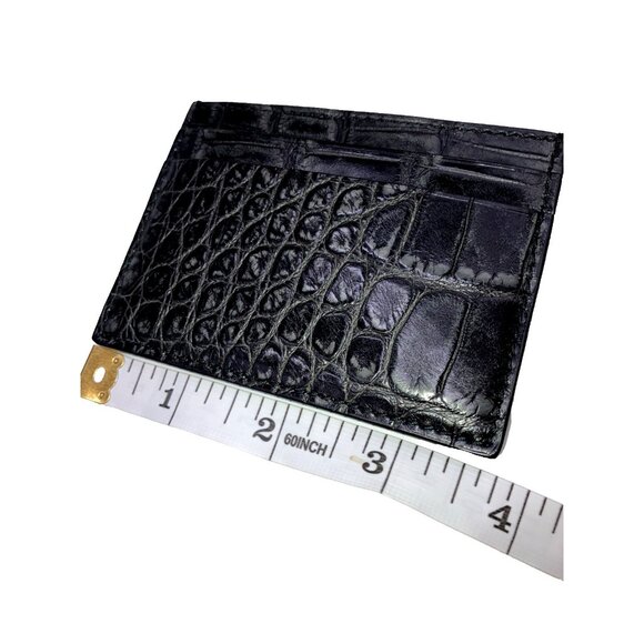 NWOB  Gucci Crocodile Distressed Finish Card Holder Case Black - Picture 4 of 5